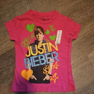 New Young Justin Bieber Kids Girls Youth XS Size 4/5 T-Shirt - Picture 1 of 1