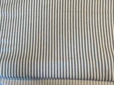 Tela de algodón azul vintage de sarga a rayas tejidas por yarda  Foto 1 de 4