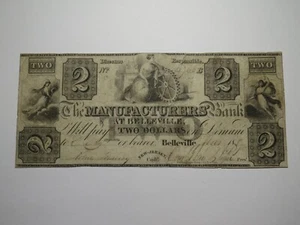 Billetes de banco de moneda obsoleta Belleville Nueva Jersey de $2 1837 fabricantes - Imagen 1 de 2
