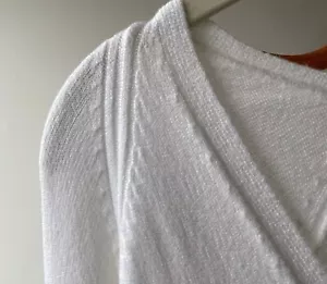 M&S Women’s Cream Rounded V neck, Cream Viscose Mix, Fine Knit Jumper, small 18 - Picture 1 of 17