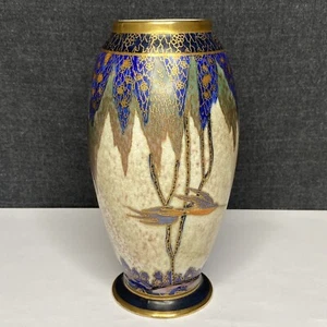 Vintage Carlton Ware Tree & Swallow Blue Vase 3281 Pattern 244 Scarce - Picture 1 of 12