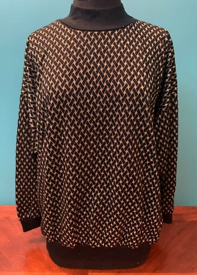 Suéter Vintage Para Mujer Dorado Brillante y Negro Cuello Simulado 100% Acrílico - XL, Suelto Foto 1 de 4
