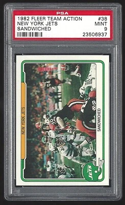 1982 Fleer Team Action #38 New York Jets Sandwiched PSA 9 Mint 23506937 - Image 1 of 2