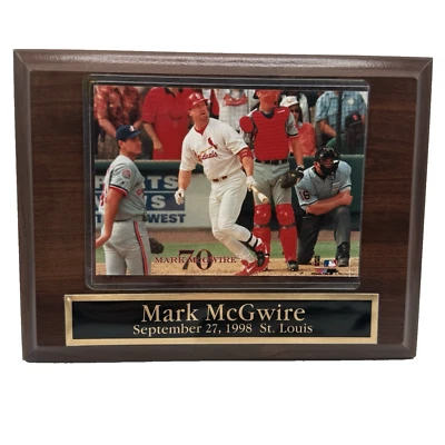 Placa de madera conmemorativa Mark McGwire 70 jonrones 27 de septiembre de 1999 Foto 1 de 2