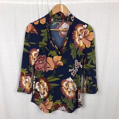 NY & Company 7th Avenue Design Studio Women's Floral V Neck Blouse 3/4 Sleeve XS - Image 1 of 4