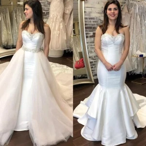 Elegant Wedding Dresses With Detachable Train Mermaid Beading Bridal Gowns - Picture 1 of 10