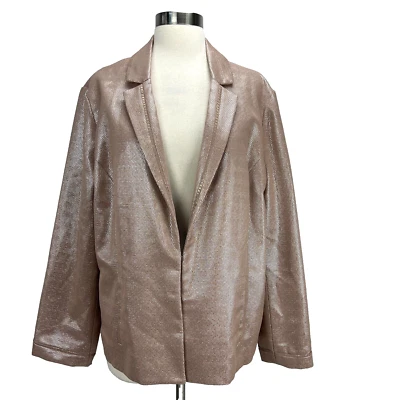 Chaqueta Blazer Chicos Talla 3 Champagne Beige Metálico Brillo Mujer XL Fiesta Foto 1 de 4