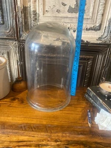 Cubierta de exhibición transparente con cúpula de vidrio de 15-1/2" borde de metal cubierta de vela vintage - Imagen 1 de 9