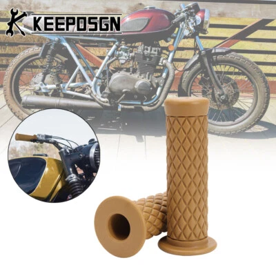 Retro 7/8'' 1'' Motorcycle Hand Grips Handlebar Rubber for KAWASAKI Cafe Racer - Image 1 of 4