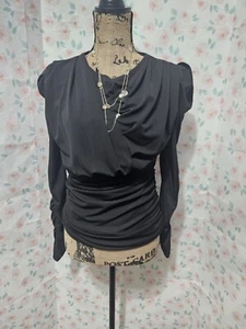 INC INTERNATIONAL CONCEPTS DAMEN NEU SCHWARZ POLY BL GERAFFT LANGARM BLS GR. M - Bild 1 von 9