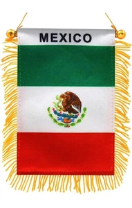 Mexico Flag 4 X 6” MINI BANNER CAR WINDOW MIRROR HANGING w/ Suction Cup NEW - Picture 1 of 1