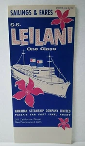 Leilani Hawaii Steam Ship Cruise Lines Vintage Flyer Brochure 1956 Honolulu Boat - Picture 1 of 6