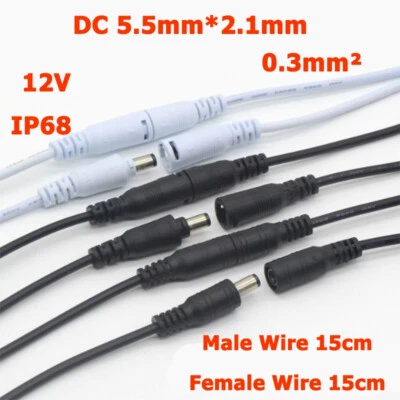 DC 5.5*2.1mm Waterproof Cable Connector 12V Power Plug Socket Electrical Wire - Image 1 of 4