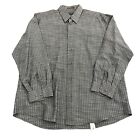 Jhane Barnes Gray Black Button Up LS Shirt Fabric Woven In Japan, Size L