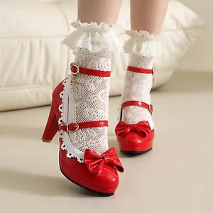 Zapatos Travesti Estilo Lolita Talla Grande Tacones Cubanos Disfraz LGBT Rojo Dama 35-48 - Imagen 1 de 28