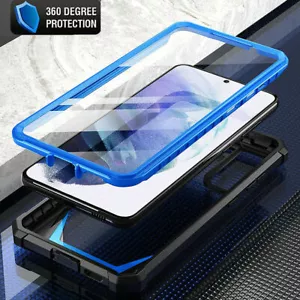 For Galaxy S21 FE 5G Case Shockproof Full Body Cover with Screen Protector Blue - Picture 1 of 6