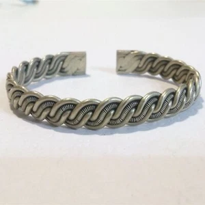 Vintage Silver Tone Coiled Wire Cuff Bracelet - Picture 1 of 4