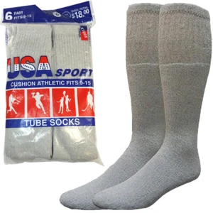 3,6,12 Pairs Men Athletic Sports Solid Cotton Tube Socks Size 9-15 Made In USA - Picture 1 of 19