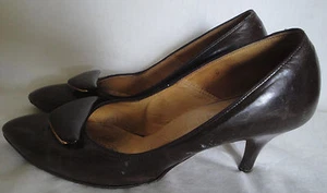 Vintage Brown Shoes High Heel 50s Socialites Leather 5 B - Picture 1 of 6