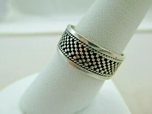 Anillo banda vintage a cuadros de plata esterlina talla 8 1/4 100 TB - Imagen 1 de 6