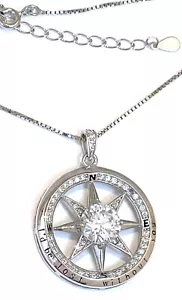 3.5ct Diamond Compass Necklace Pendant 18k Gold Vermei Lost Without you Handmade - Picture 1 of 17