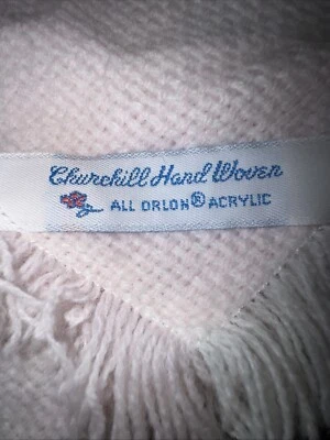 Manta bebé Churchill Weaver vintage rosa tejida a mano rosetas 38 x 38 Foto 1 de 4