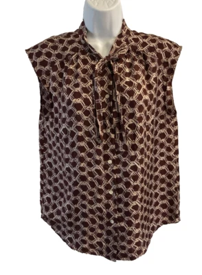 J. Blusa para mujer Crew Cabernet 100 % seda con cuello atado sin mangas talla 8 abotonada Foto 1 de 4