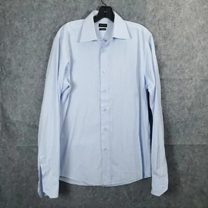 Valentino Roma Long Sleeve Button Up Dress Shirt Mens Blue Inter Fit Size 16.5 - Picture 1 of 12