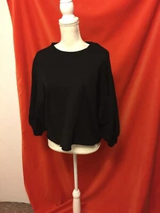 Frame Cropped 3/4 Arm Relaxed Sweatshirt Schwarz Gr. M - Bild 1 von 9