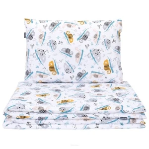 4 pc cot bed bedding set 60x120 baby nursery girl boy chameleons grey white - Picture 1 of 1