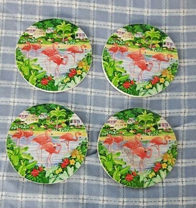 ¡FLAMENCOS! Juego 4 posavasos de piedra arenisca - diseño de flamenco por Paul Brent - Imagen 1 de 3