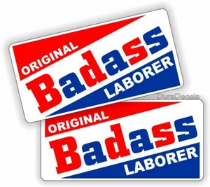 Paquete de 2 calcomanías adhesivas divertidas para casco construcción de casco Bad ass Laborer 2x - Imagen 1 de 1