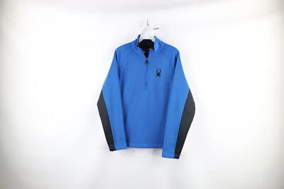 Spyder Core Mens S Spell Out Ribbed Knit Fleece Lined Half Zip Pullover Sweater - Image 1 of 4