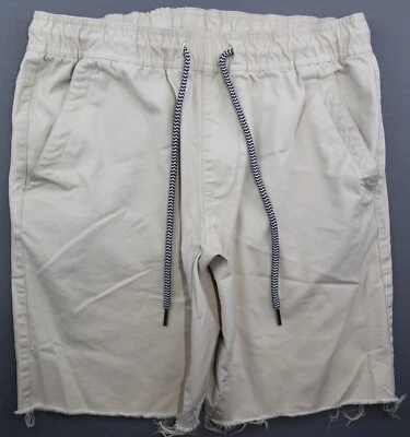 Men's Volcom Chino Jogger Shorts Drawstring Stretch Frayed Hem Beige Size M - Image 1 of 4