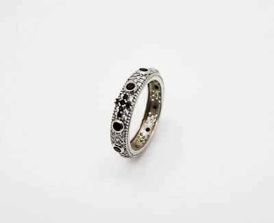 ANELLO ROSARIO CON ZIRCONI BIANCHI E NERI IN ARGENTO 925 RODIATO IN ORO BIANCO - Immagine 1 di 2