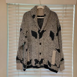 Banana Republic Shawl Collar Cardigan Medium Wool Blue Grey Thick Knit NWOT NEW - Picture 1 of 8