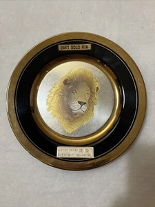Art of Chokin Engraved Copper Gold Silver Gilding Plate Dish Lion Vtg Japan - Picture 1 of 4