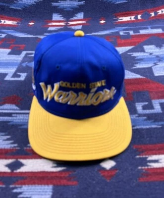 Vtg 90s Golden State Warriors Hat Cap Snapback Sports Specialties Script Twill - Image 1 of 4