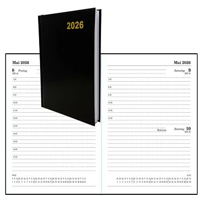 Buchkalender 2026 A5 Chefplaner Kalenderbuch Tageskalender Timer 332 Seiten  - Bild 1 von 4