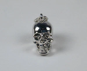Sterling Silver SKULL Charm with Lobster Claw Clasp Free U.S. Shipping Included - Picture 1 of 4