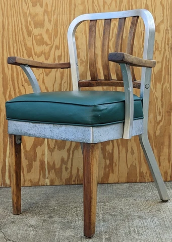Shaw Walker Art Deco / Industrial era Vintage Wood Aluminum Dining Desk Chair Cover
