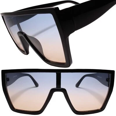 Dapper Clubbing Flat Top 80s 90s Hip Mens Womens Blue Lens Sunglasses - Image 1 of 4