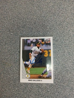 Mike Gallego Signed In Person 1990 Leaf A's Card - Image 1 of 4