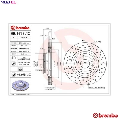 2x BRAKE DISC 09.9768.1X FOR AUDI CBBB/CFGB 2.0L CCTA/CCZA/CDLA/CDMA/CDLB 2.0L - Image 1 of 4