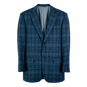 Mens 40 R Brooks Brothers 1818 Regent Blazer Blue Plaid Wool Flannel Full Canvas - Picture 1 of 24