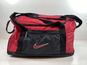 Vintage 90’s Nike Swoosh Red & Black 20”x10”x13” Travel Gym Duffle Bag - Picture 1 of 10