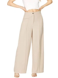 She + Sky woven wide pants Light Taupe - Picture 1 of 5