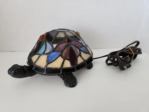 Vintage TIFFANY Stil Buntglas Schildkröte Schildkröte Lampe Nachtlicht Mehrfarbig  - Bild 1 von 9