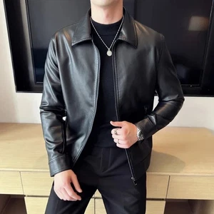 2025 Men’s PU Leather Bomber Varsity Jacket Baseball Style Unisex Coat - Picture 1 of 8