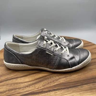 Zapatos Josef Seibel para mujer 10/41 cuero plateado metálico con cordones cómodos informales Foto 1 de 4